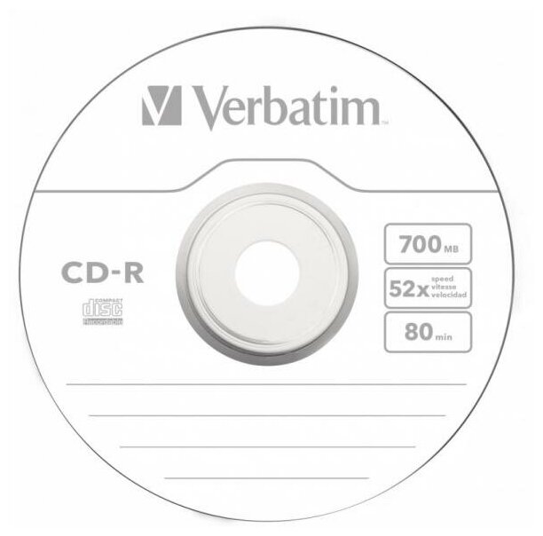 Диски CD-R Verbatim 700Mb 52x CakeBox 100шт (43411)