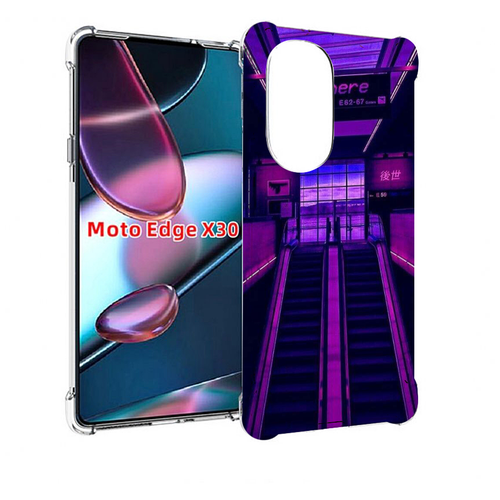 Чехол MyPads фиолетовый эскалатор для Motorola Moto Edge X30 задняя-панель-накладка-бампер