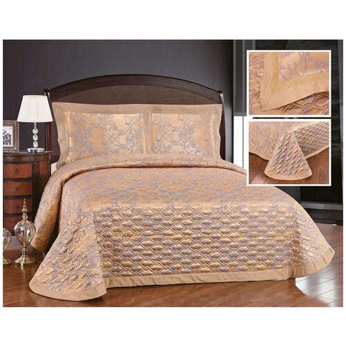 CGA-041 покрывало жаккардовое + 2 наволочки Retrouyt (бежевый), 240x260