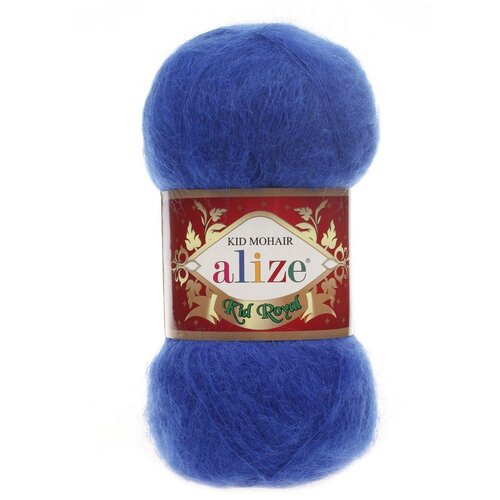 Пряжа ALIZE Kid mohair royal, 62% мохер, 38% полиамид, 500 м*50 г, 141 василек, 1 шт пряжа alize cotton gold hobby 141 василек 5 шт по 50 г alize