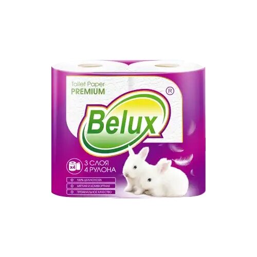 Туалетная бумага Belux Premium белая трехслойная 4 рул. туалетная бумага мягкий знак emotion family белая трехслойная 4 рул