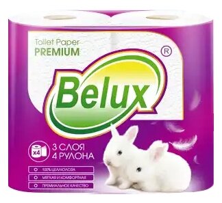 Туалетная бумага Belux Premium белая трехслойная 4 рул.