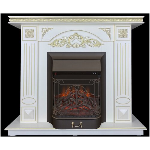 Электрокамин Cold Fire Lantana бежевый с очагом RealFlame Majestik s LUX Black