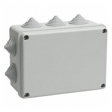 Коробка КМ41242 распаячная для о/п 150х110х70 мм IP55 (RAL7035, 10 гермовводов) | код. UKO10-150-110-070-K41-55 | IEK (5шт. в упак.)