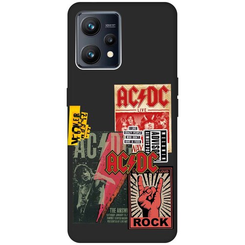 Матовый чехол AC/DC Stickers для Realme 9 / Рилми 9 с 3D эффектом черный матовый чехол space stickers для realme 9 рилми 9 с 3d эффектом черный