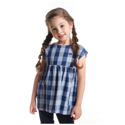 фото Туника mini maxi, для девочек, хлопок, размер 80, серый, синий