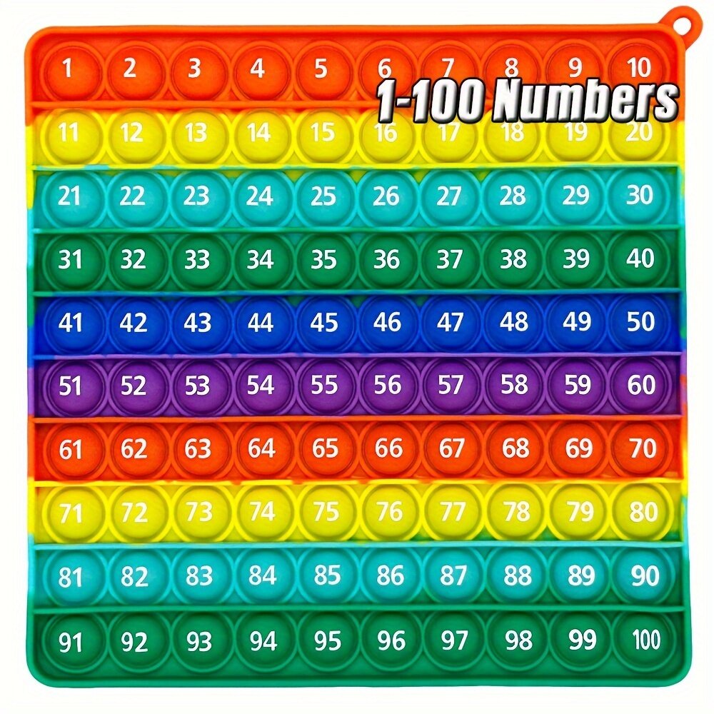 Игрушка-антистресс с нажимными пузырьками для счета чисел от 1 до 100, развивающая обучающая игра для дошкольников, радужная расцветка