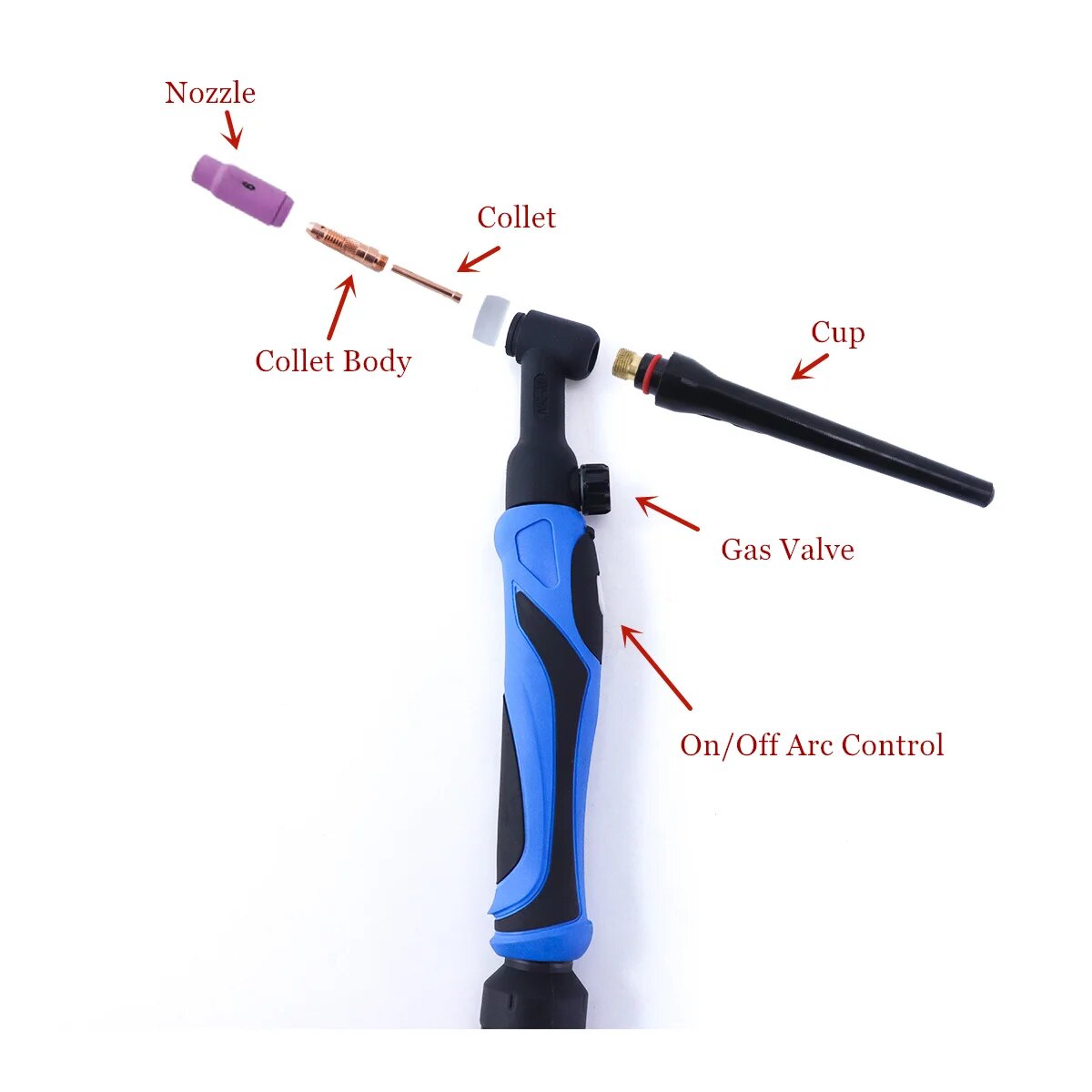 Газовые Горелки TywelMaster WP26 TIG горелка для сварки, B.Torch Body, 2.4mm