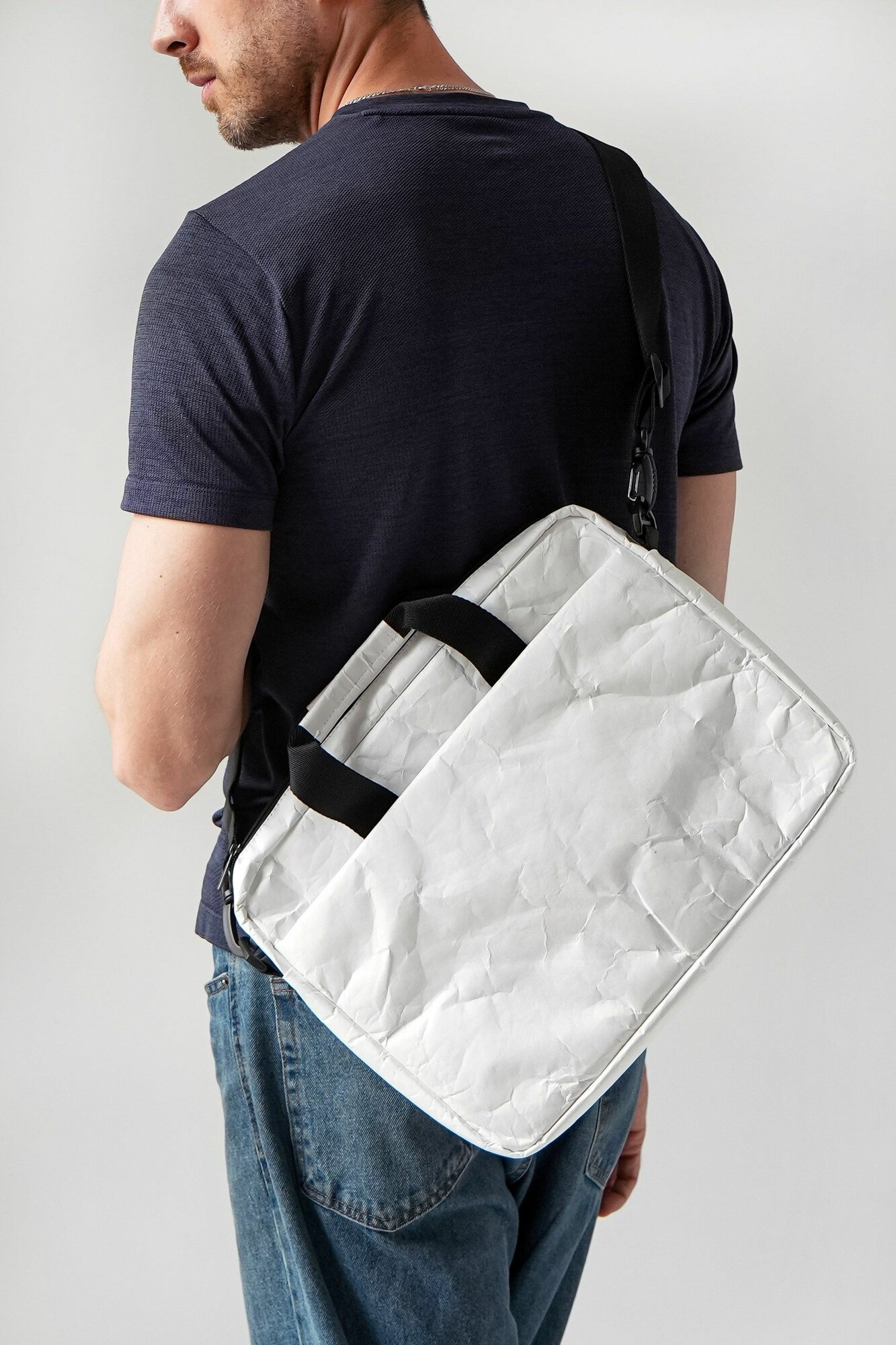 фото Сумка для ноутбука городская мужская 17.3 дюймов, для планшета, для документов, чехол для MacBook, портфель, Тайвек (Tyvek), белая