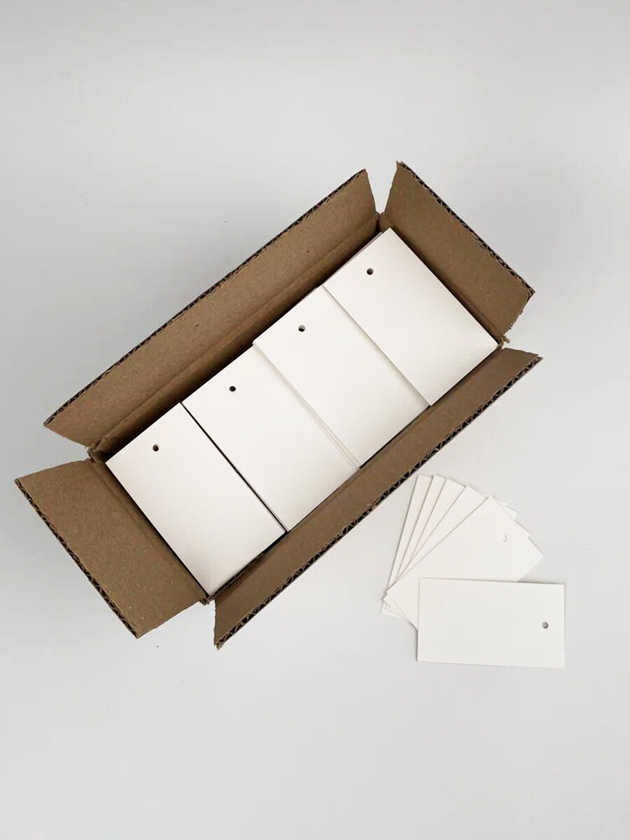 Бирки MAINPACK, для одежды, рукоделия, 2000 шт, мелованный картон, белые — фото 1