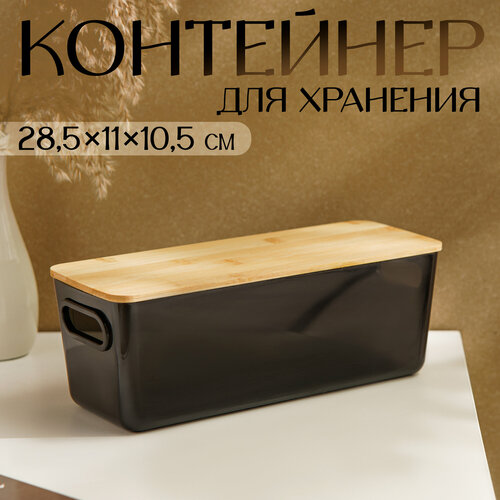 Контейнер для хранения, LaDо́m «Лаконичность», 28,5×11×10,5 см, цвет чёрный бежевый, черный