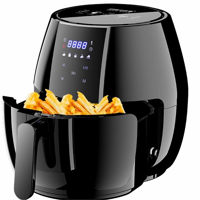 Аэрогриль с антипригарным покрытием BBK AF505D черный, объем чаши 5 л, мощность 2000 Вт, автоматические программы-S105