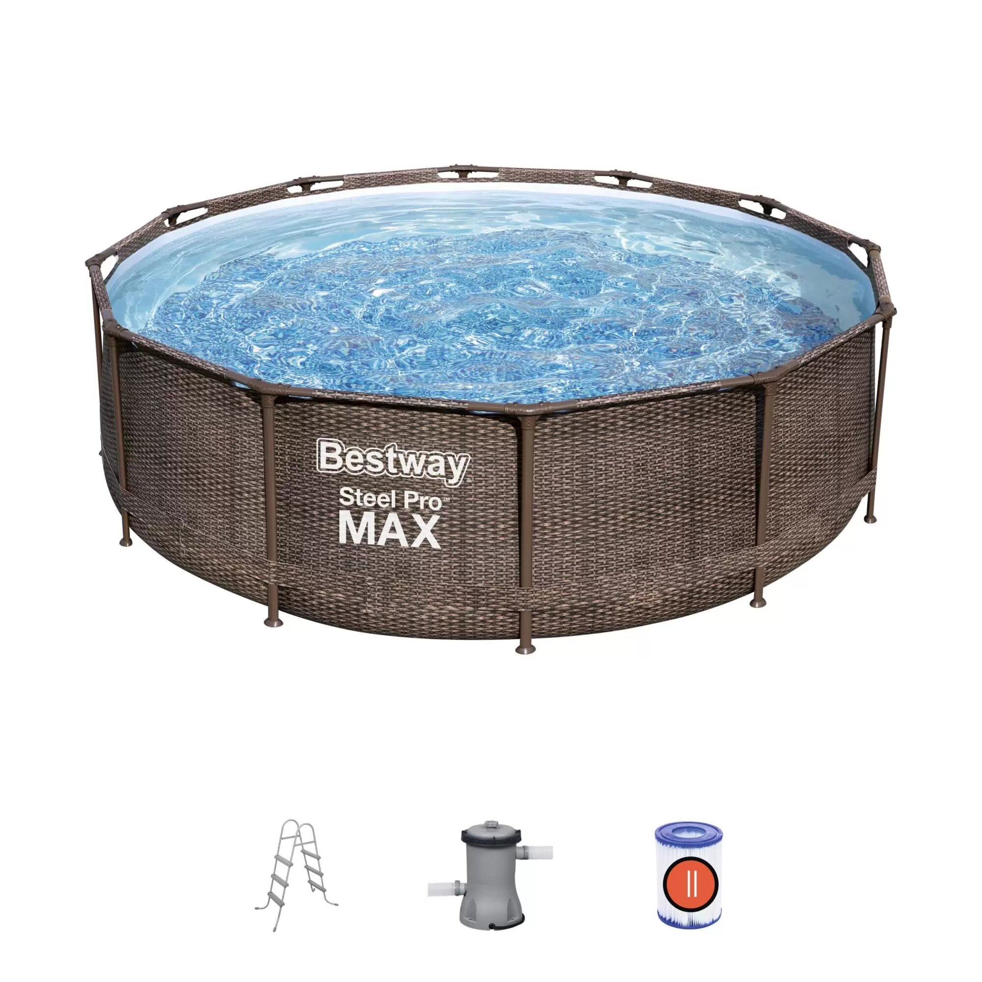 Бассейн каркасный круглый Bestway Steel Pro Max   366х366х100 см  цвет ротанг