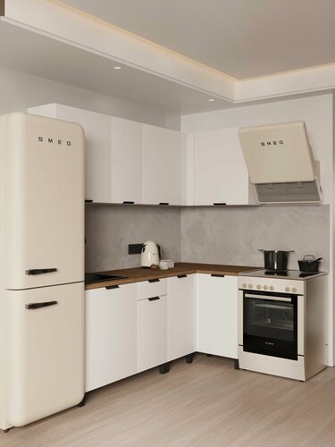 Изображение товара Кухонный гарнитур угловой ЛДСП 200х100см Венера белый со столешницей