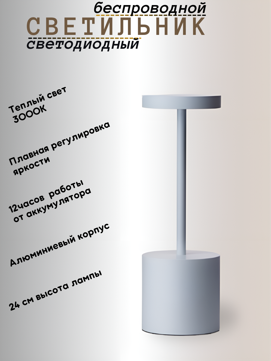 Лампа настольная светодиодная FEDOTOV беспроводная с аккумулятором LED 3000К белая