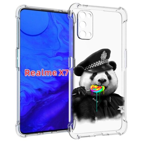 Чехол задняя-панель-накладка-бампер MyPads Панда полиция для Realme X7