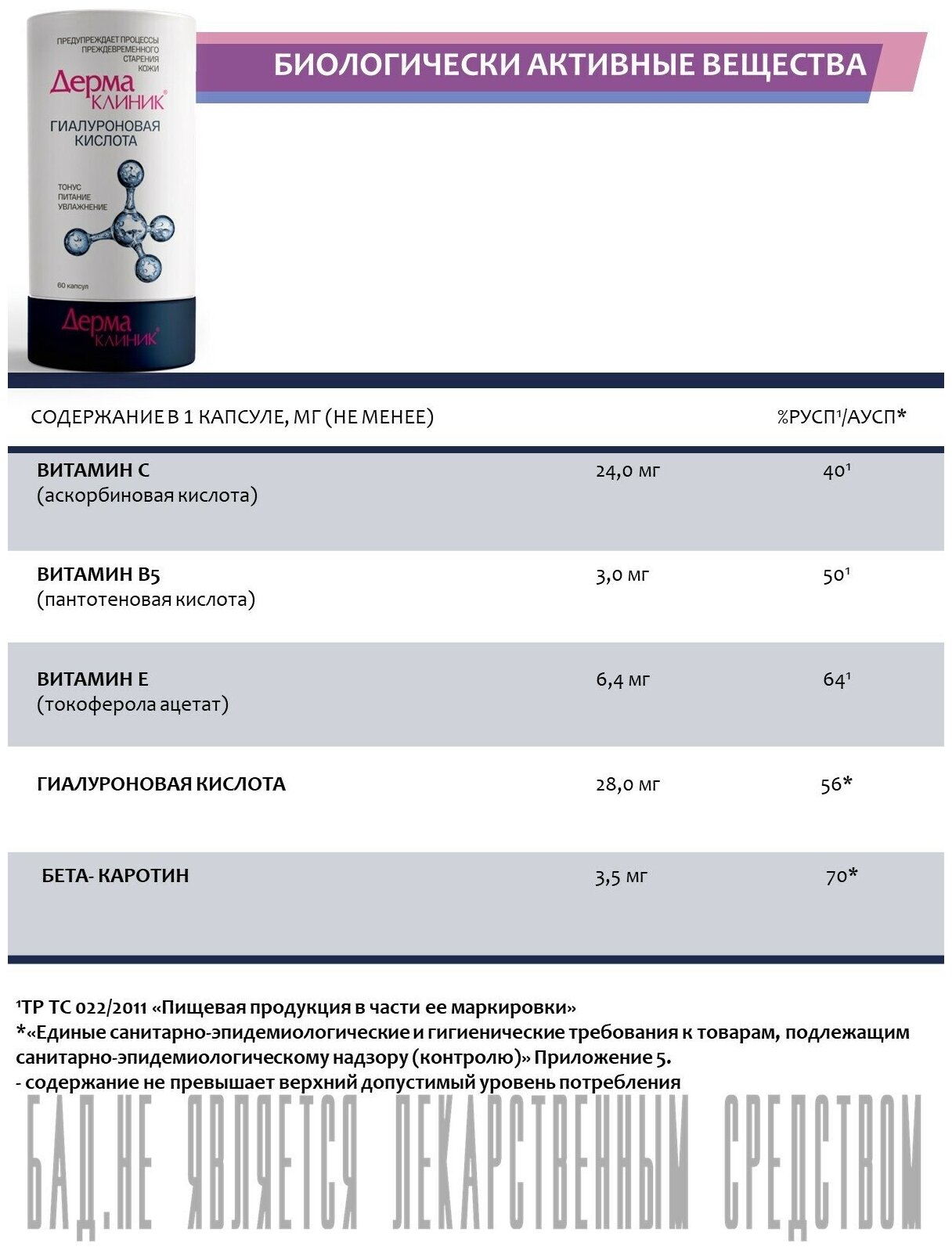 Дермаклиник "Гиалуроновая кислота" капс. 0,4г 60 шт. ВИС ООО - фото №4