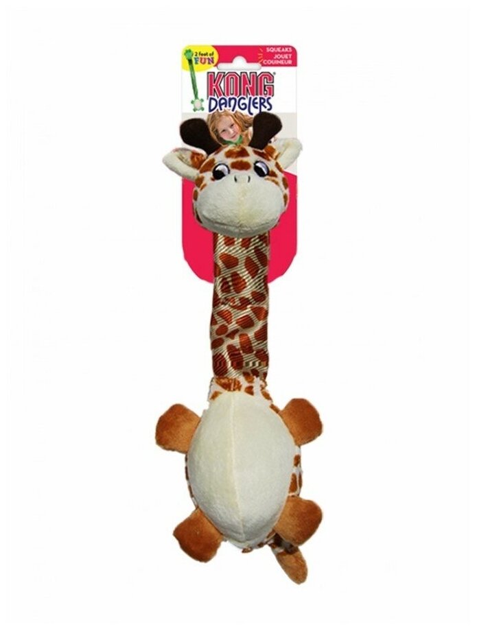 Игрушка для собак KONG Danglers Жираф с шуршащей шеей (RD12E), белый/бежевый - фотография № 9