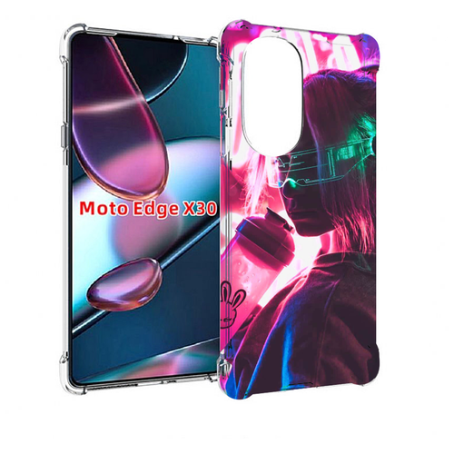Чехол MyPads девушка неоновый фон женский для Motorola Moto Edge X30 задняя-панель-накладка-бампер чехол mypads кудрявая девушка женский для motorola moto edge x30 задняя панель накладка бампер
