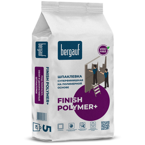 Шпатлевка Бергауф Finish Polymer, 5 кг для стен и потолка финишная полимерная шпаклевка