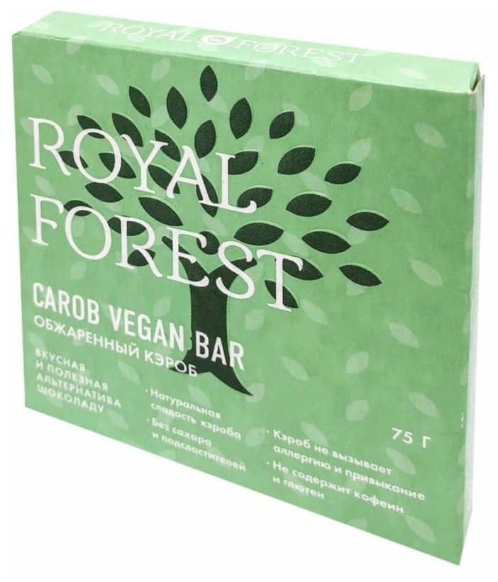 Royal Forest Шоколад "Веганский", из обжаренного кэроба, 75 г, Royal Forest