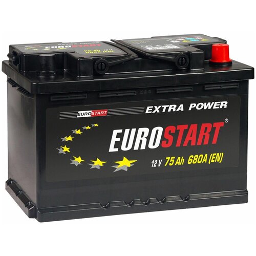 Аккумулятор автомобильный EUROSTART Extra Power (75 Ah) 680 A Прямая, R+ 278x175x190