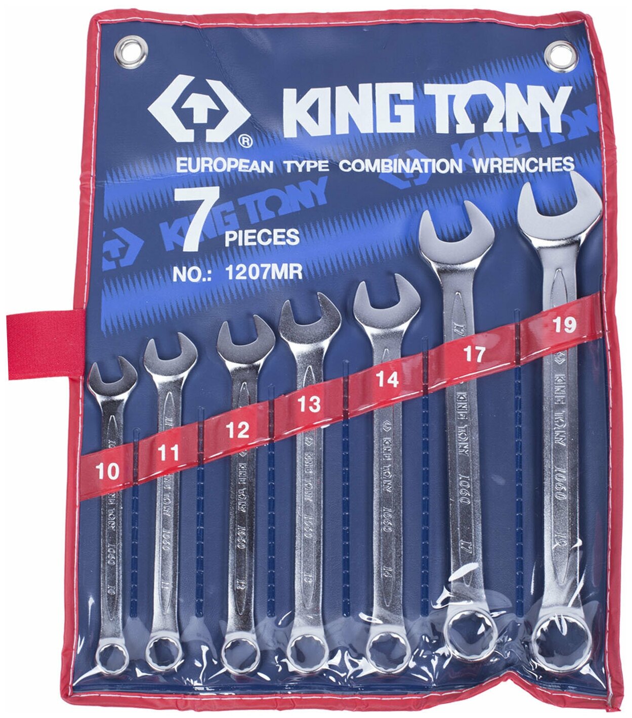 Набор комбинированных ключей 10-19 мм 7 предметов KING TONY 1207MR