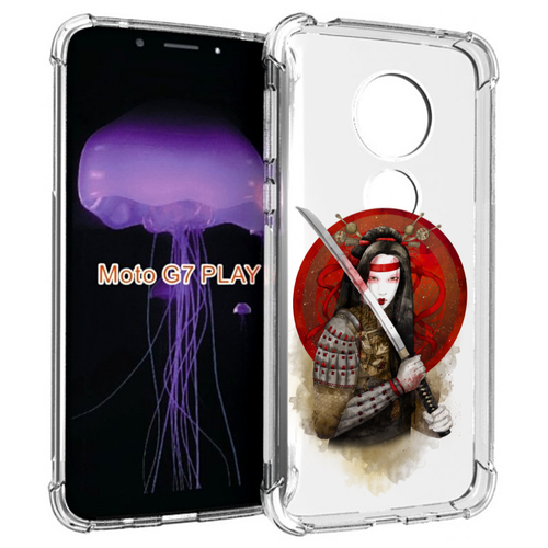 Чехол MyPads рисованная девушка с катаной для Motorola Moto G7 Play задняя-панель-накладка-бампер