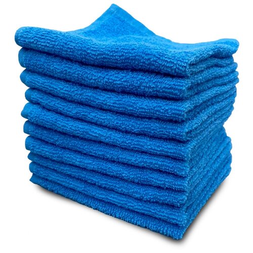 Комплект полотенец 10 штук, 100% хлопок, 30x30 см, голубой