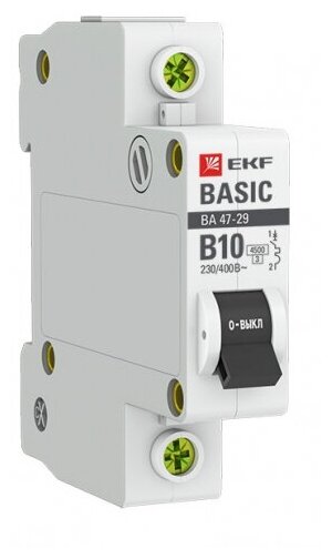 Автоматический выключатель Ekf 1п B 10А 4.5кА ВА 47-29 Basic mcb4729-1-10-B