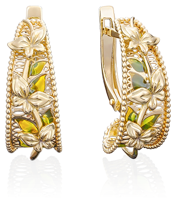 Серьги PLATINA jewelry из золота 585 пробы с эмалью 