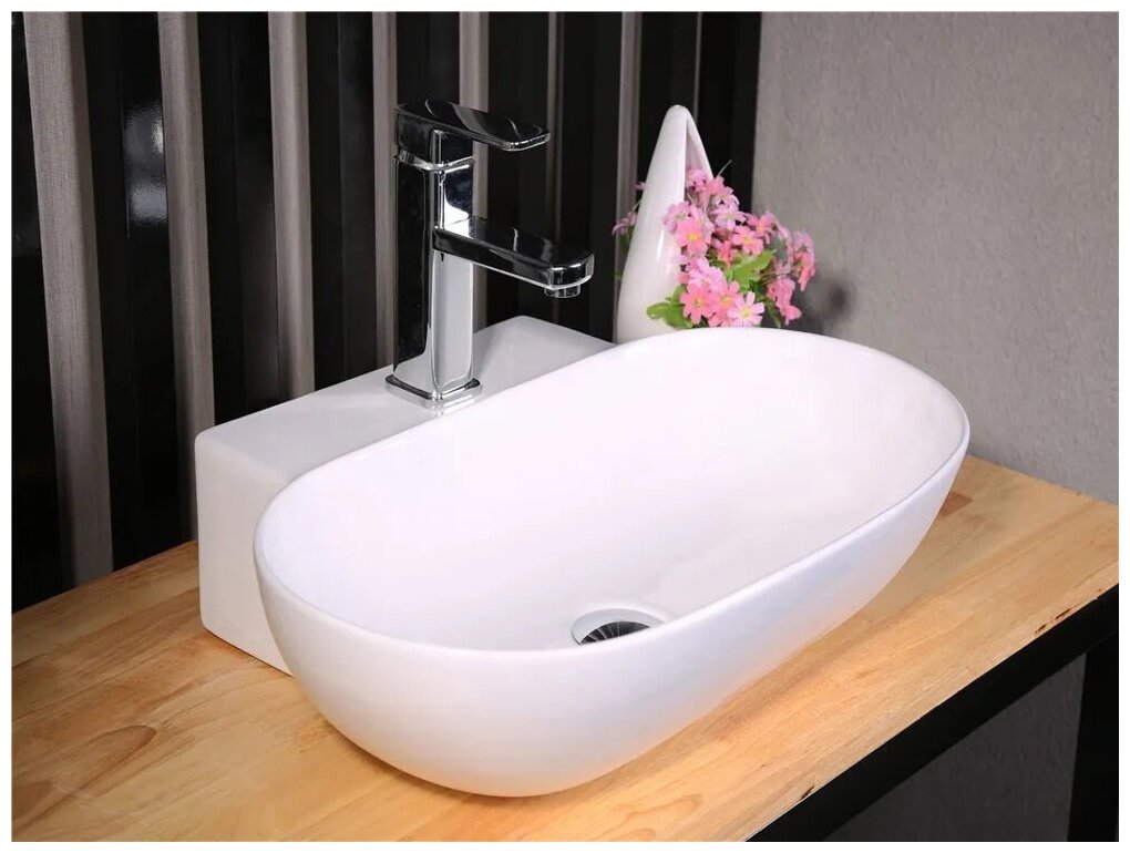 Раковина для ванной. Раковина накладная CeramaLux 9234 белый без перелива - фотография № 12