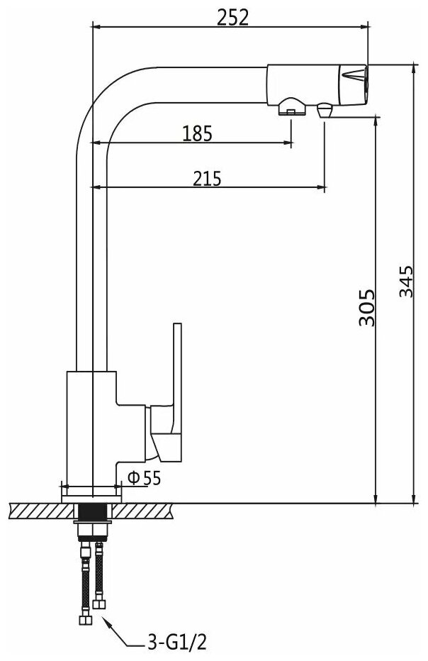 Смеситель для кухни ViEiR V15008 с подключением к фильтру воды, хром - фотография № 2