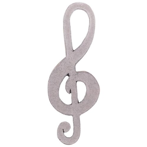 фото Брошь бижутерная скрипичный ключ (замок-булавка, серебристый) 12-56326 otokodesign