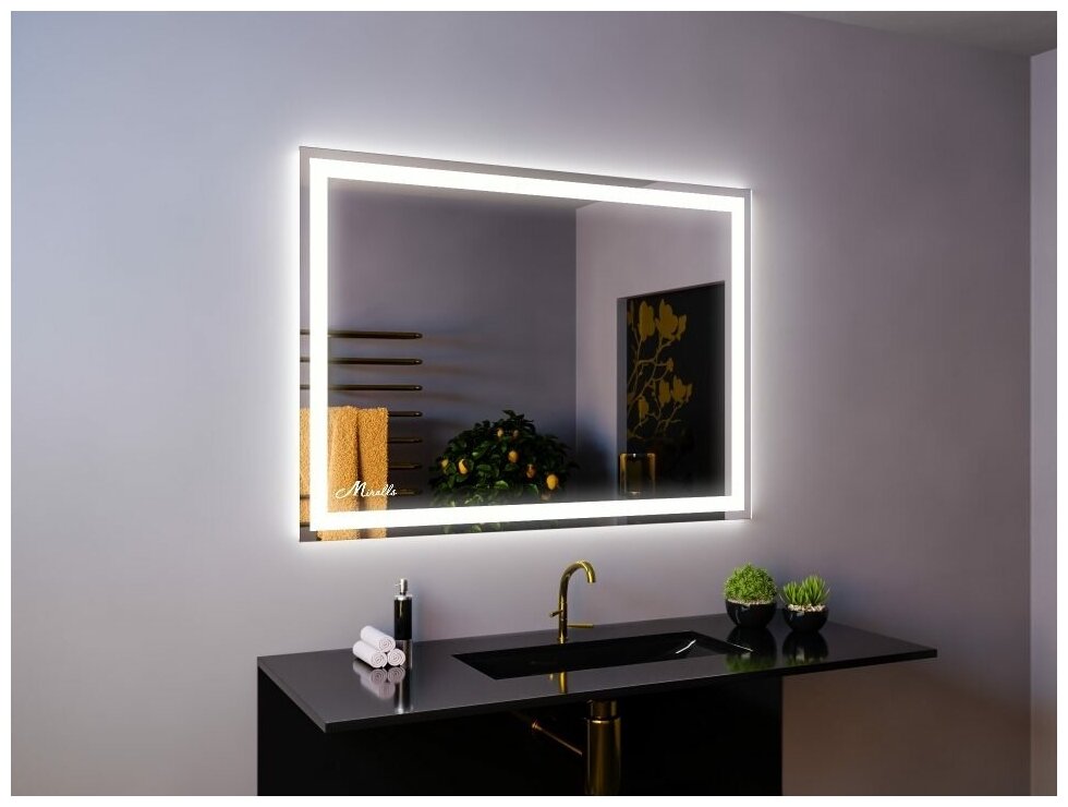 Зеркало Miralls Edging 60x90 см, прямоугольное, с подсветкой и кнопкой - фотография № 3