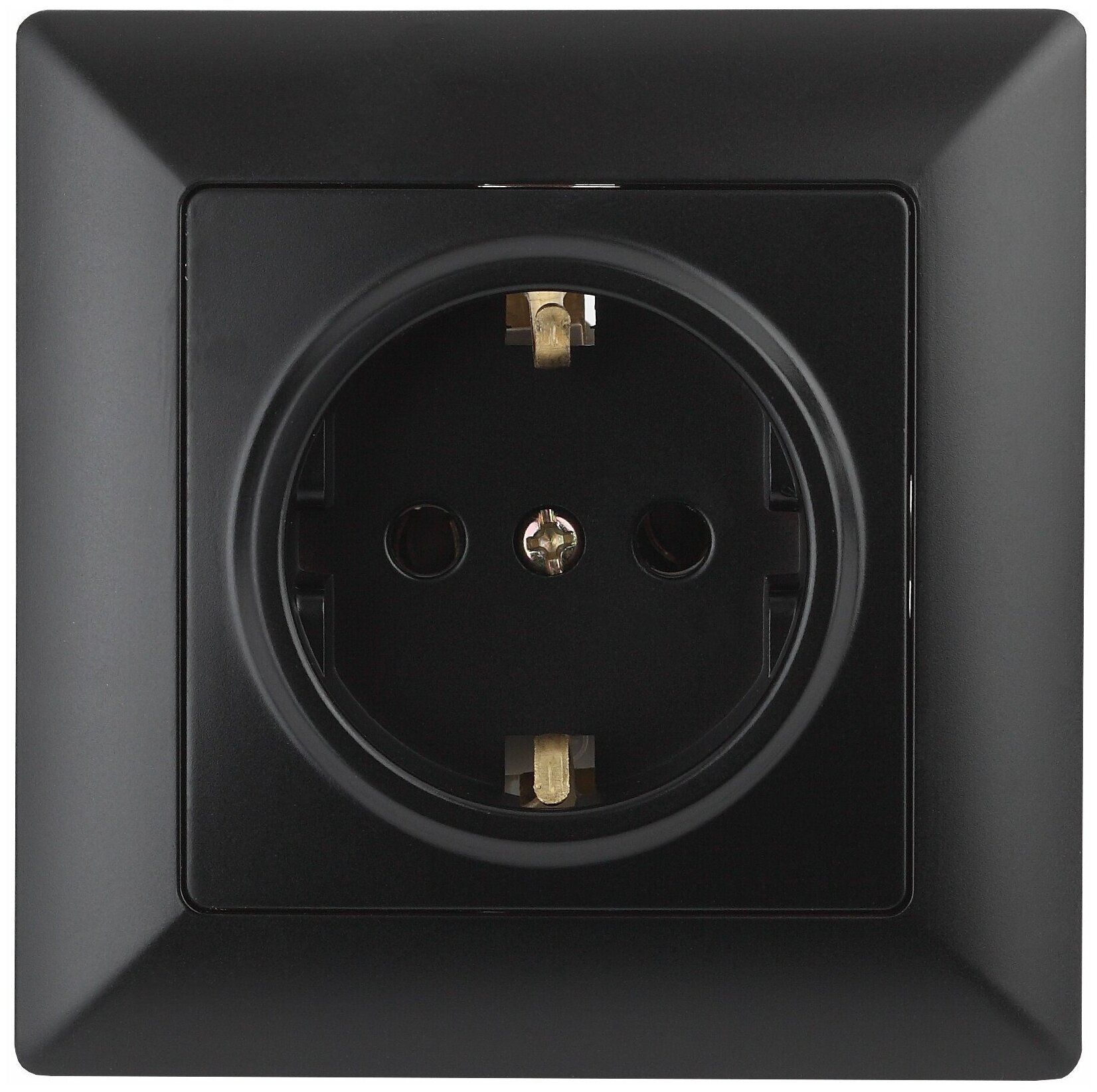 Типы/Электротовары/Розетки ЭРА Розетка двойная ЭРА Intro Solo Schuko 2X2P+E 16A 250V со шторками антрацит 4-206-05 Б0043344