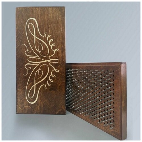 фото Доска садху с динамическими гвоздями, шаг 10мм, цвет венге модель животные бабочка - 1498 сила души и тела