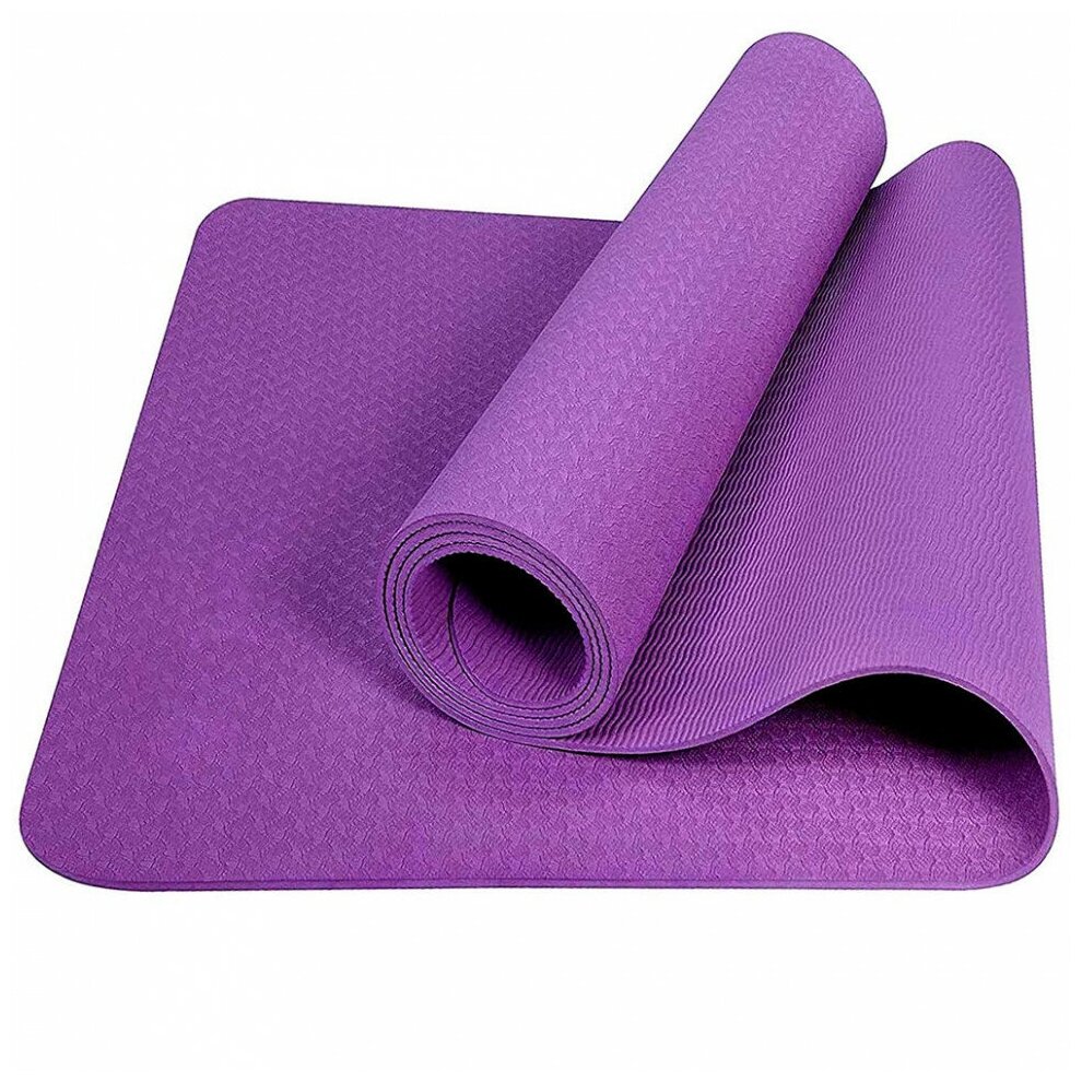 Коврик для йоги ТПЕ 183х61х0,6 см E39315 (фиолетовый)