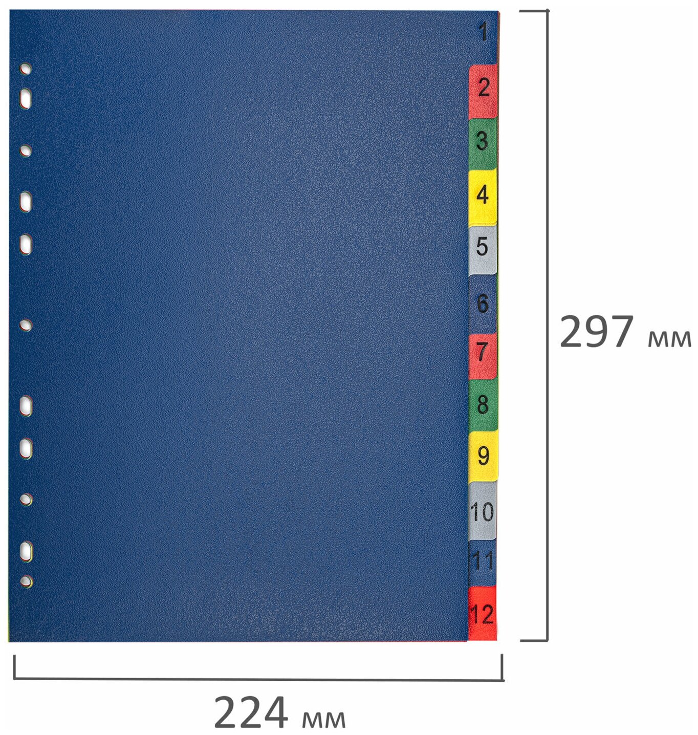 Разделитель пластиковый BRAUBERG, А4, 12 листов, цифровой 1-12, оглавление, цветной, Россия, 225610 - фото №8