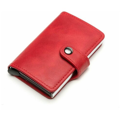 Металлический cardholder для банковских карточек Moonbiffy с кнопкой красный