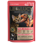 Влажный холистик корм для котят LEO&LUCY консервированный с кроликом, курицей и биодобавками 85г - изображение