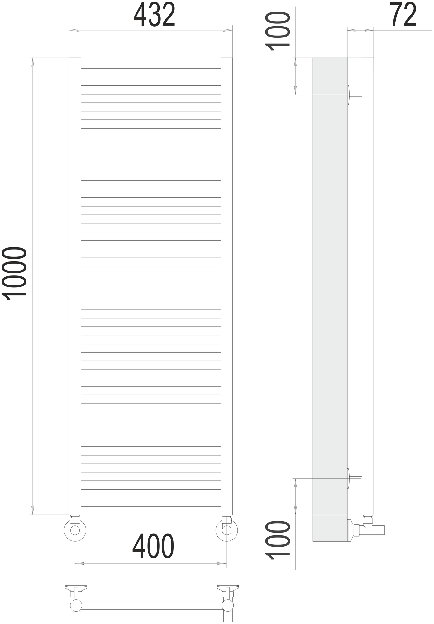 Полотенцесушитель водяной Terminus Аврора П20 400х1000 - фото №10