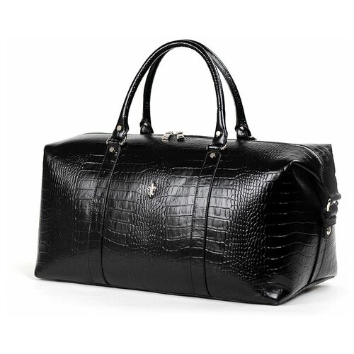 Дорожная сумка Ferrari Croco из натуральной кожи под крокодила черного цвета