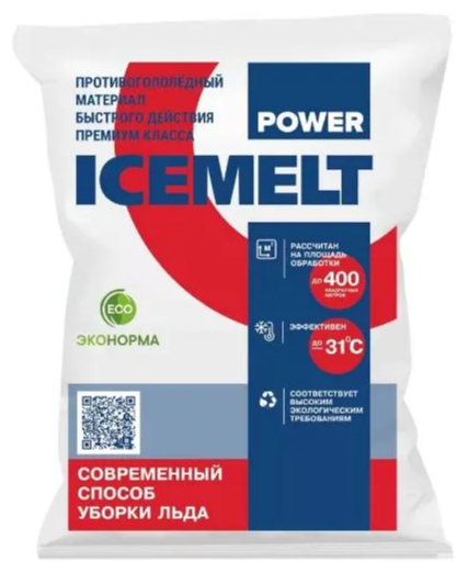 Реагент антигололедный 25 кг, ICEMELT Power, до -31С, хлористый кальций + ингибитор коррозии, мешок - фотография № 2