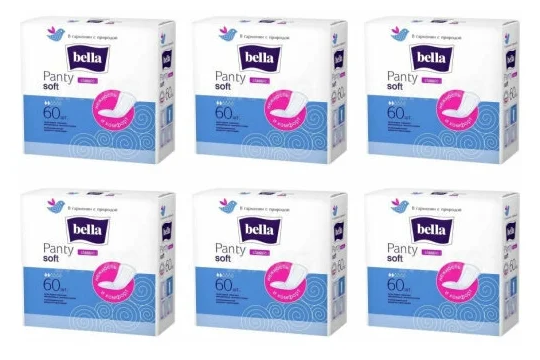 BELLA Прокладки ежедневные PANTY SOFT Classiс 60 шт, 6 упаковок