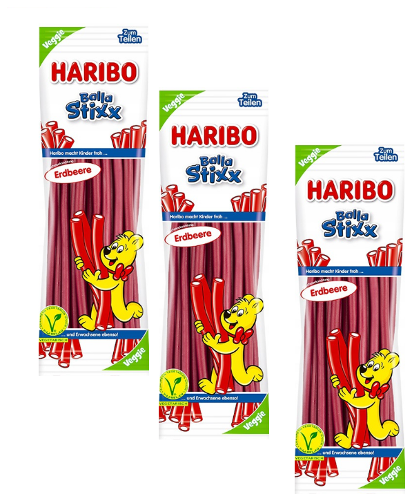 Мармелад Haribo Balla Stixx Erdbeere, Веганский продукт, (3 шт. х 200 гр.)