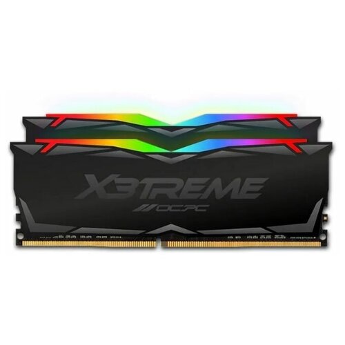 Модуль памяти DDR 4 DIMM 64Gb (32Gbx2), 3600Mhz, OCPC X3 RGB MMX3A2K64GD436C18, RGB, CL18, BLACK модуль памяти ddr 4 dimm 16gb 8gbx2 pc28800 3600mhz netac shadow ntsrd4p36dp 16sc rgb cl18 silver 1 35v с радиатором