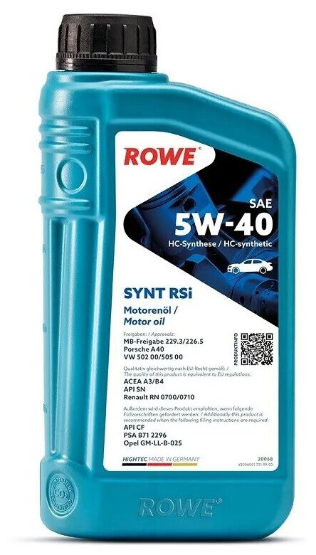 Моторное масло ROWE HIGHTEC SYNT RS i 5W-40 (1 л)