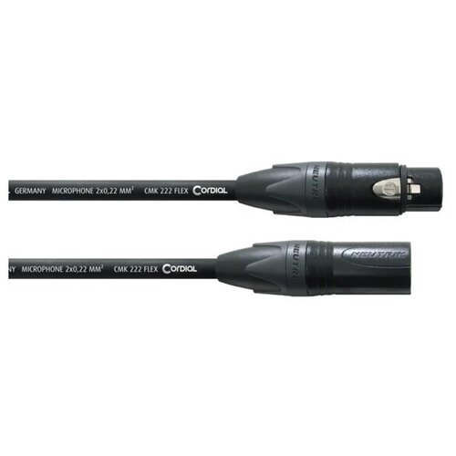 Cordial CPM 6 FM-FLEX кабель микрофонный XLR female/XLR male, разъемы Neutrik, 6,0 м, черный cordial cpm 7 5 fm микрофонный кабель xlr female xlr male разъемы neutrik 7 5 м черный