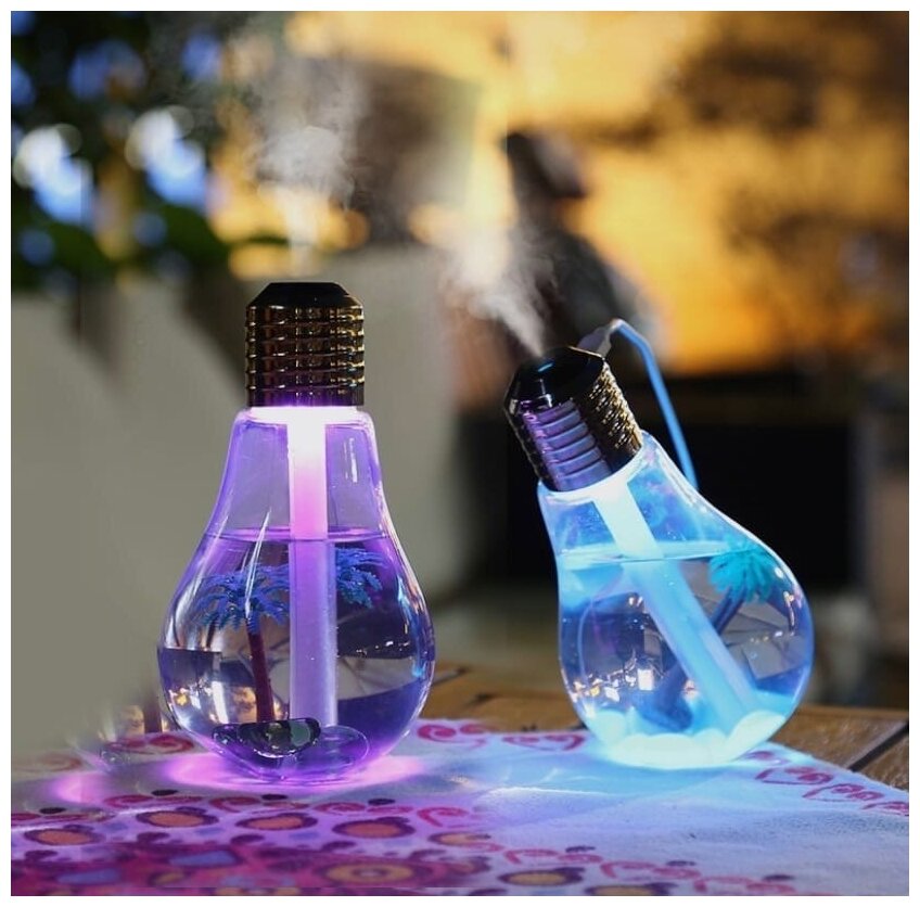 Лампа-увлажнитель воздуха USB с подсветкой, увлажнитель в форме лампочки, диффузер, увлажнитель, аромадиффузор, ночник - фотография № 3